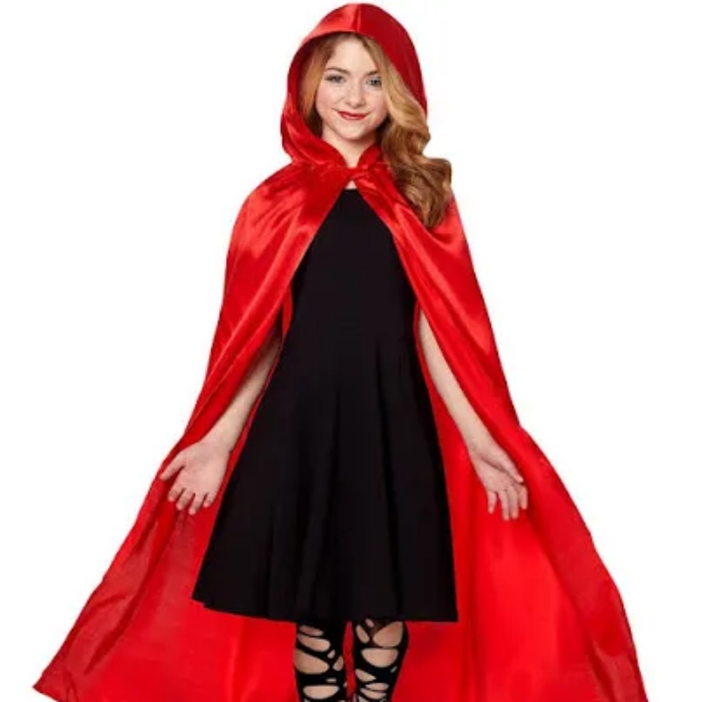 Red Satin Hooded Cape Child